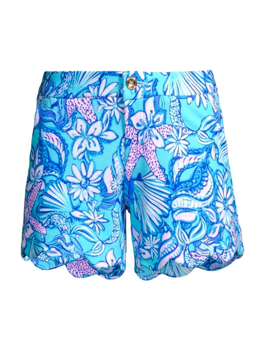 Buttercup Floral Scalloped Cotton-Blend Shorts | Saks Fifth Avenue