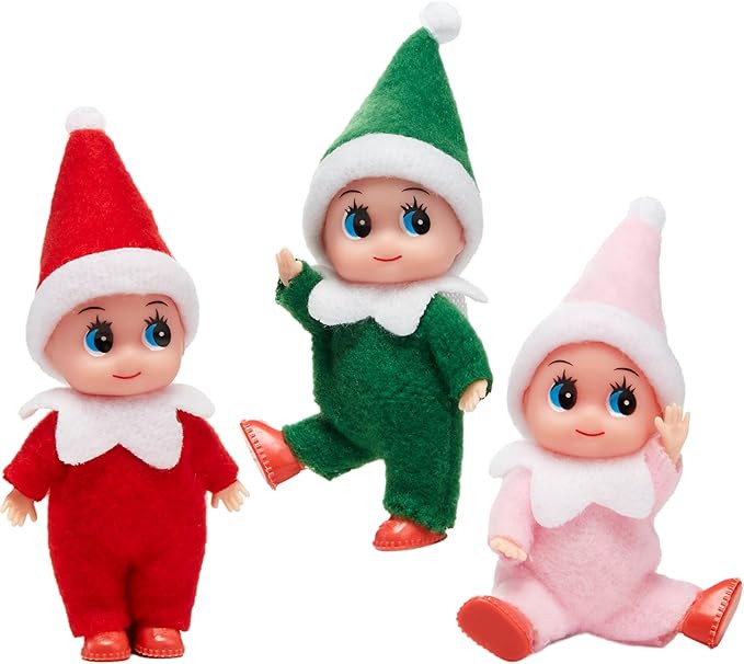 JOYIN Christmas 3PCS Tiny Elf Doll Christmas with 1 red,1 Green and 1 Pink elf Doll,Holiday Decor... | Amazon (US)