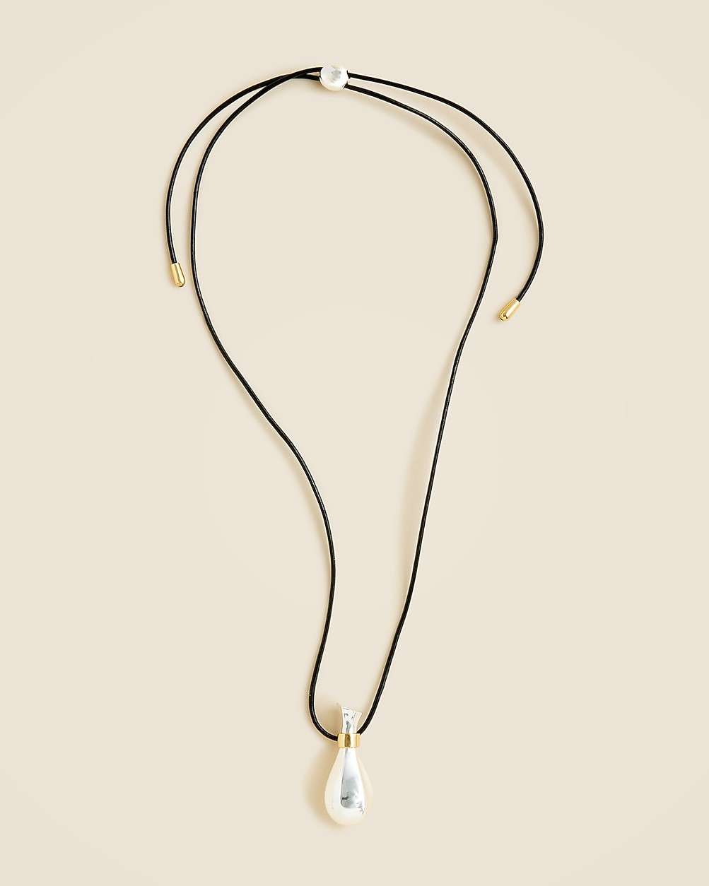 Metallic pendant necklace with leather cord | J. Crew US