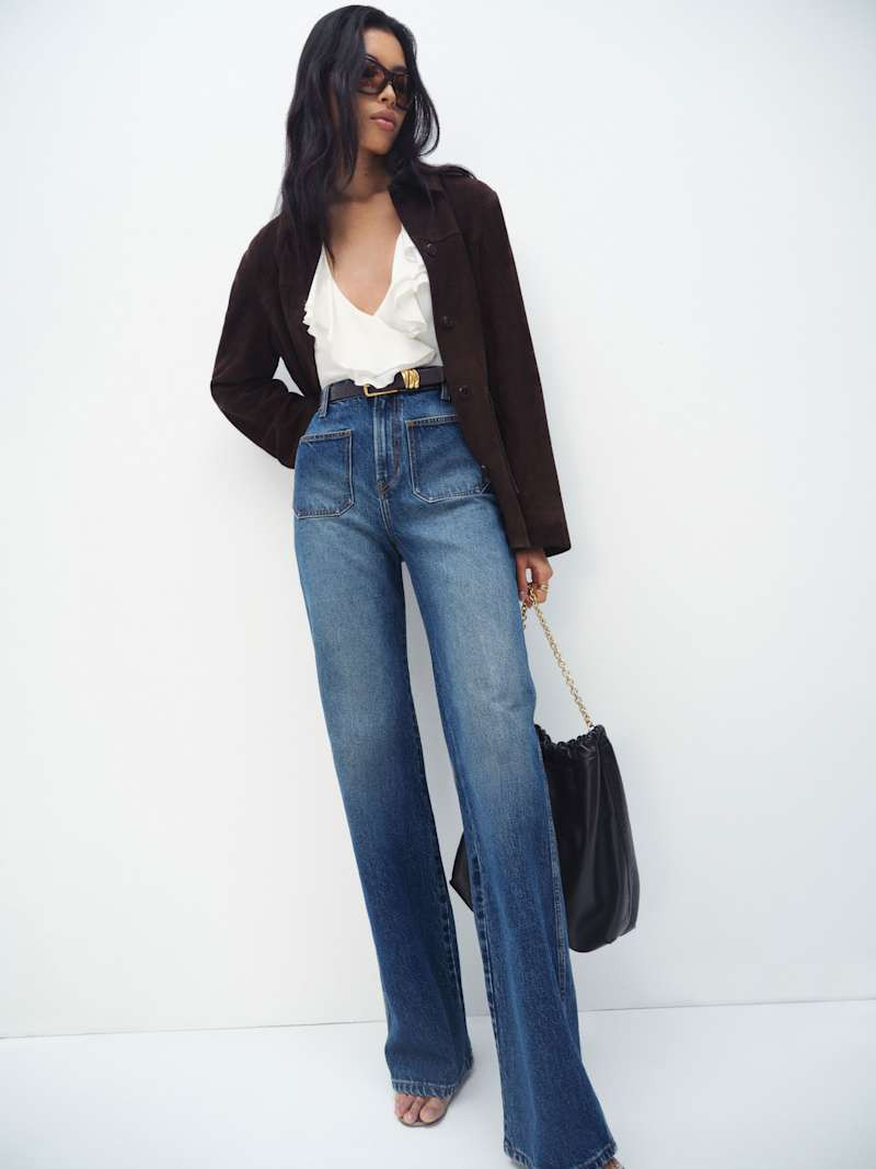 Alyssa Stretch High Rise Wide Leg Long Jeans | Reformation (Global)