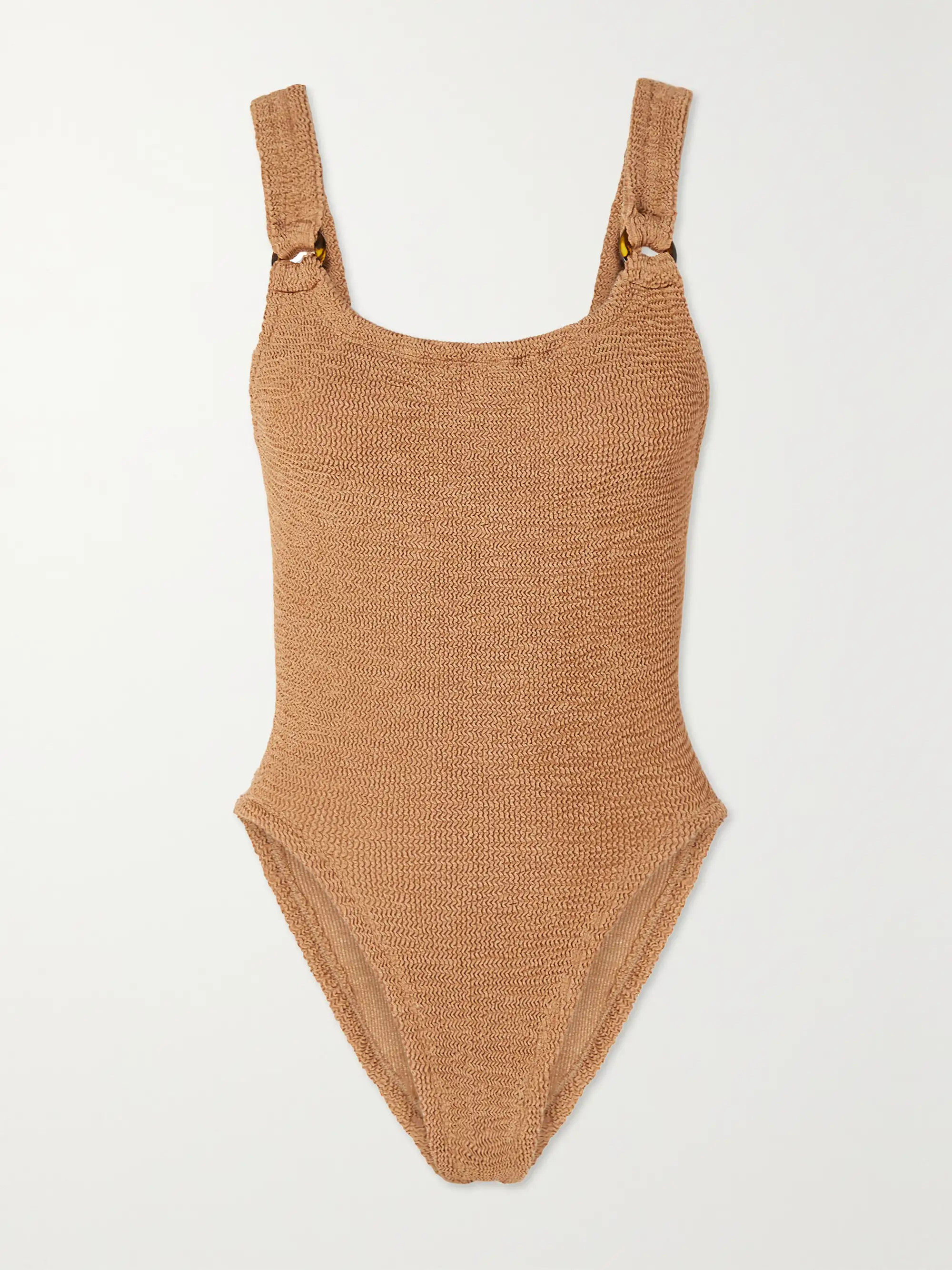 + NET SUSTAIN Domino embellished metallic seersucker swimsuit | NET-A-PORTER (US)