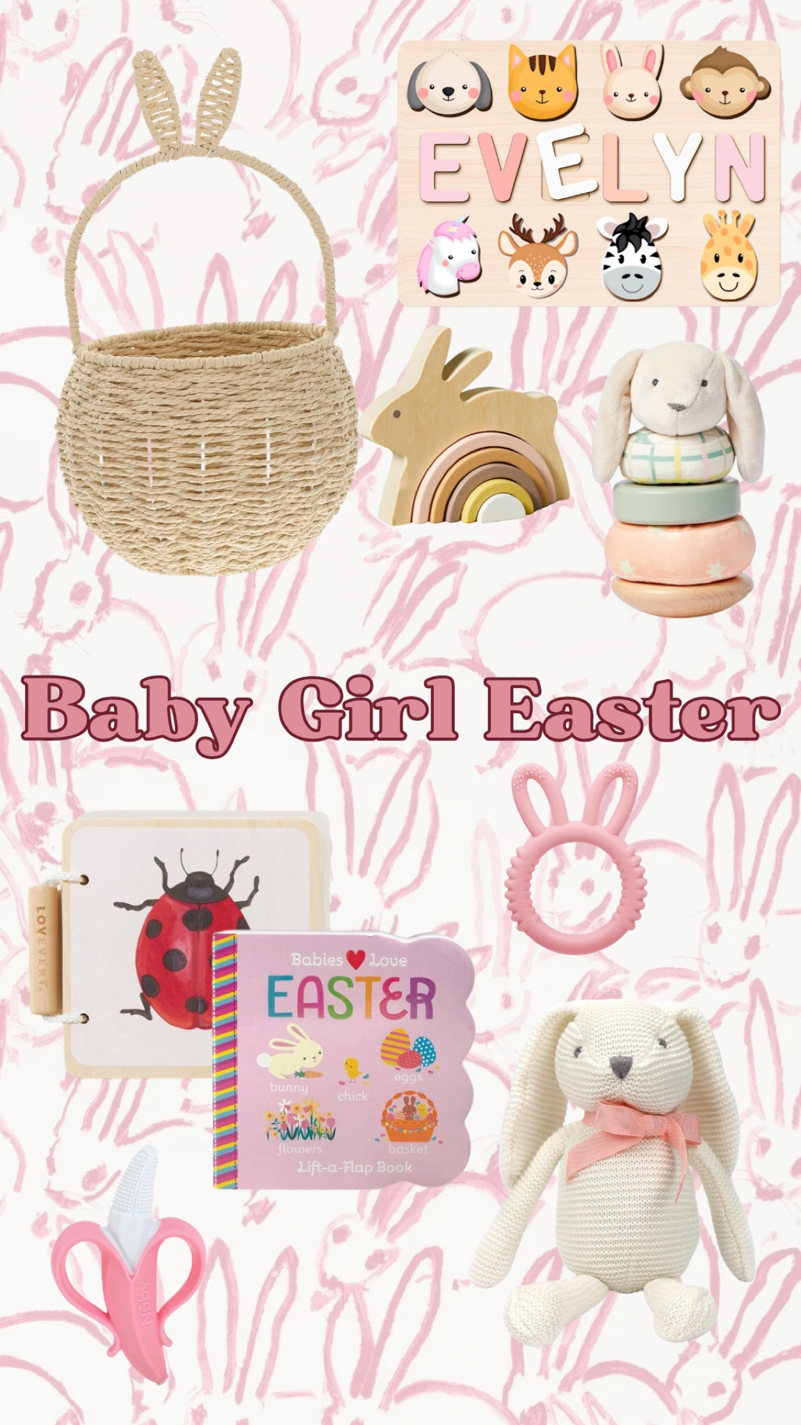 Baby Girl Easter Basket stuffers -

Easter, Easter basket, baby girl Easter basket stuffers, basket stuffers, baby girl, girl Easter baskets, bunny rabbit, baby toys, plush dolls, baby books