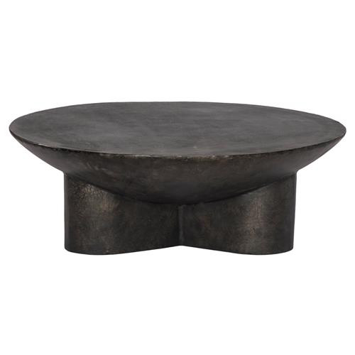 Monte Global Bazaar Black Aluminum Round Coffee Table - Large | Kathy Kuo Home