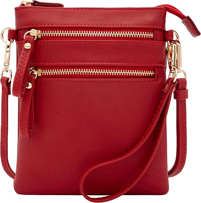 Small Crossbody Bag for Women, Multi Zip Pockets with Detachable Wristlet, Lightweight Travel Pur... | Amazon (US)