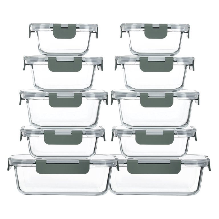 Glass Food Storage Containers with Lids, 20 Pieces Airtight Glass Meal Prep Containers, BPA-Free ... | Walmart (US)
