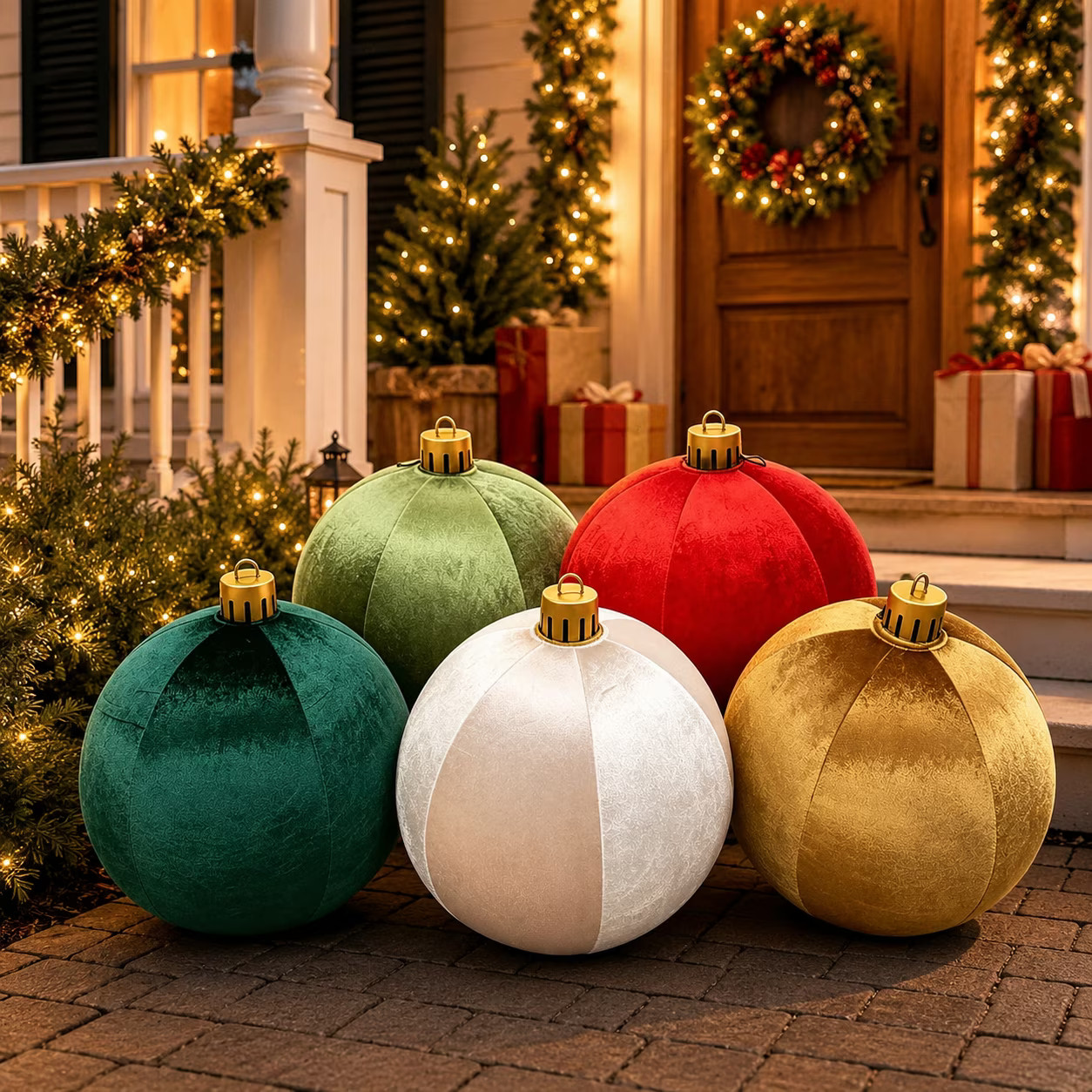 Clearance Large Velvet Christmas Ornament Ball, 24 Inch Inflatable PVC Xmas Decoration Ball with Gold Cap, Oversized Holiday Decor for Christmas Indoor Outdoor Party Display - Walmart.com | Walmart (US)