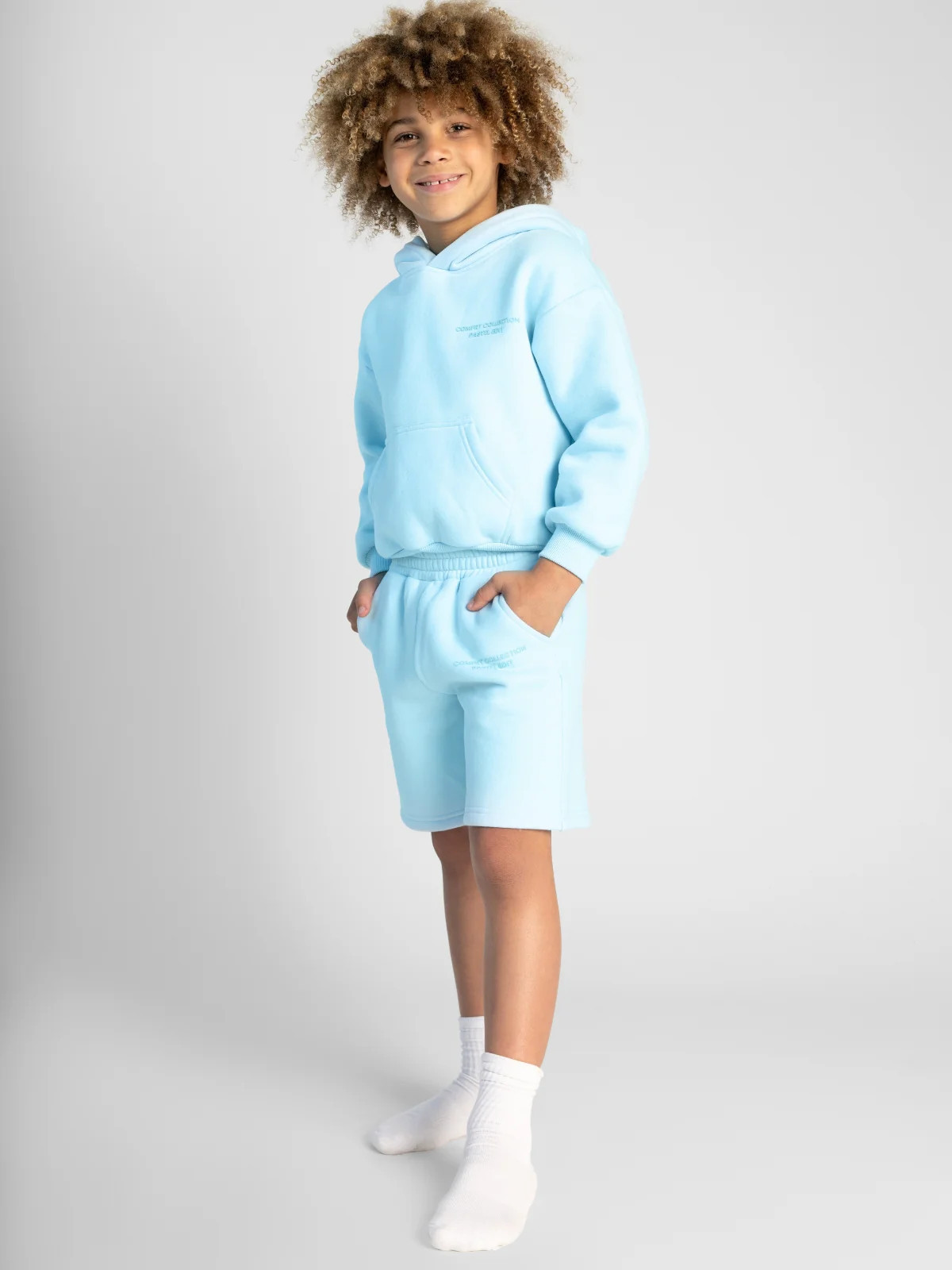 Comfrt Pastel Kids Shorts | Baby Blue | Oversized | S | Small | Comfrt