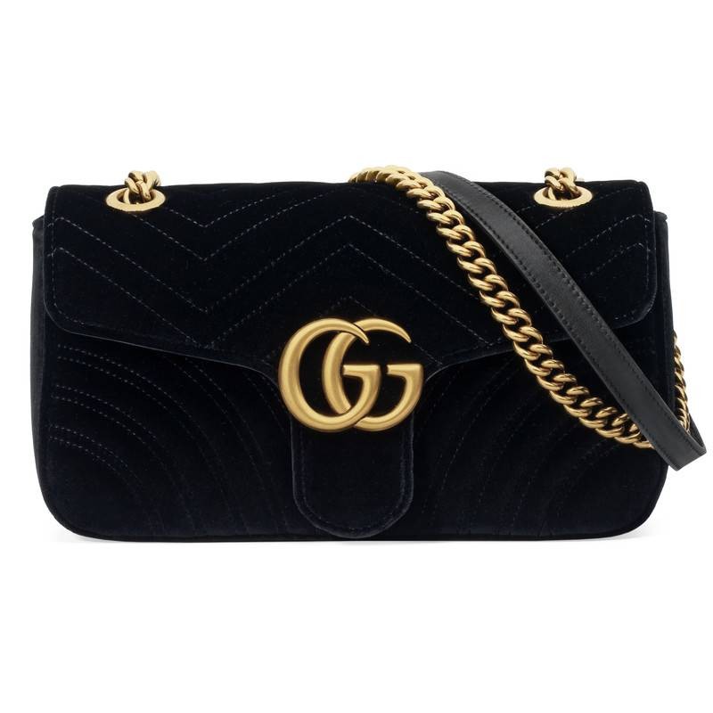 GG Marmont velvet shoulder bag black | Gucci (US)