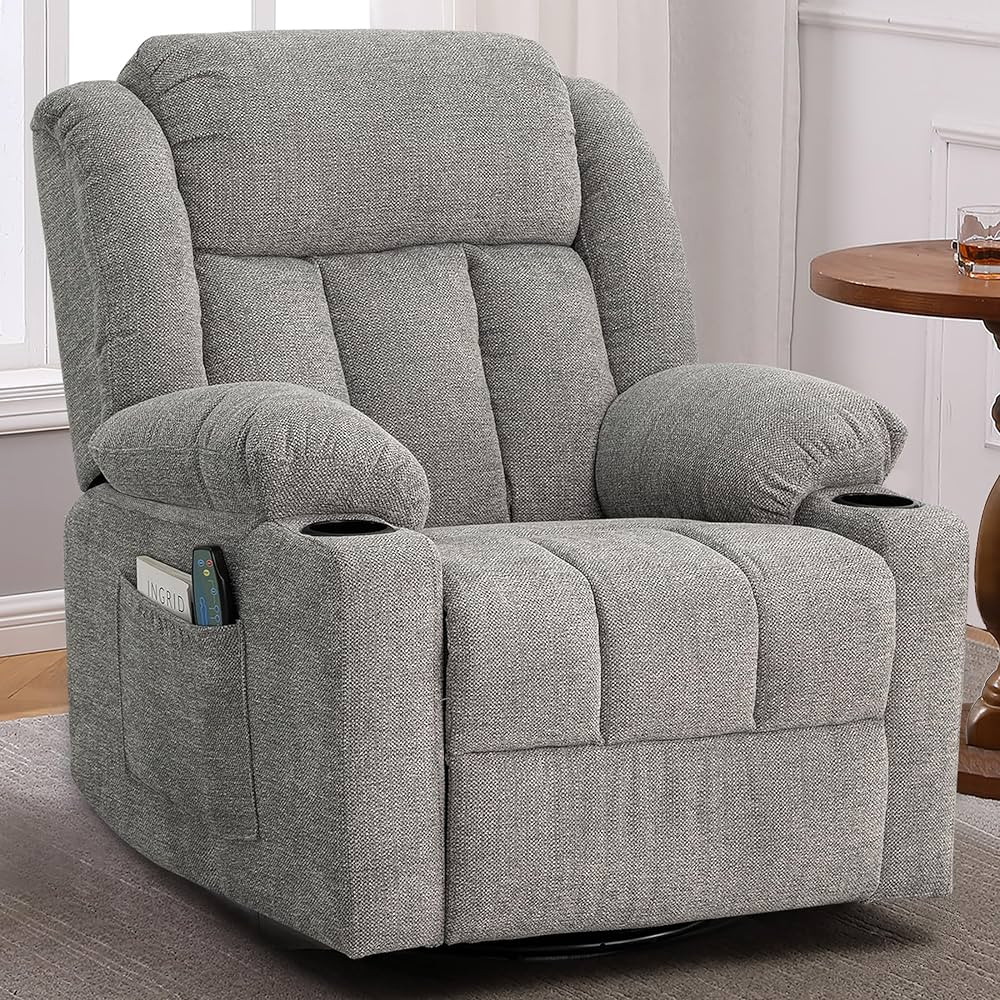 Rocker Swivel Recliner Chair for Adults, Overstuffed Large Manual Recliner Glider with Massage an... | Amazon (US)