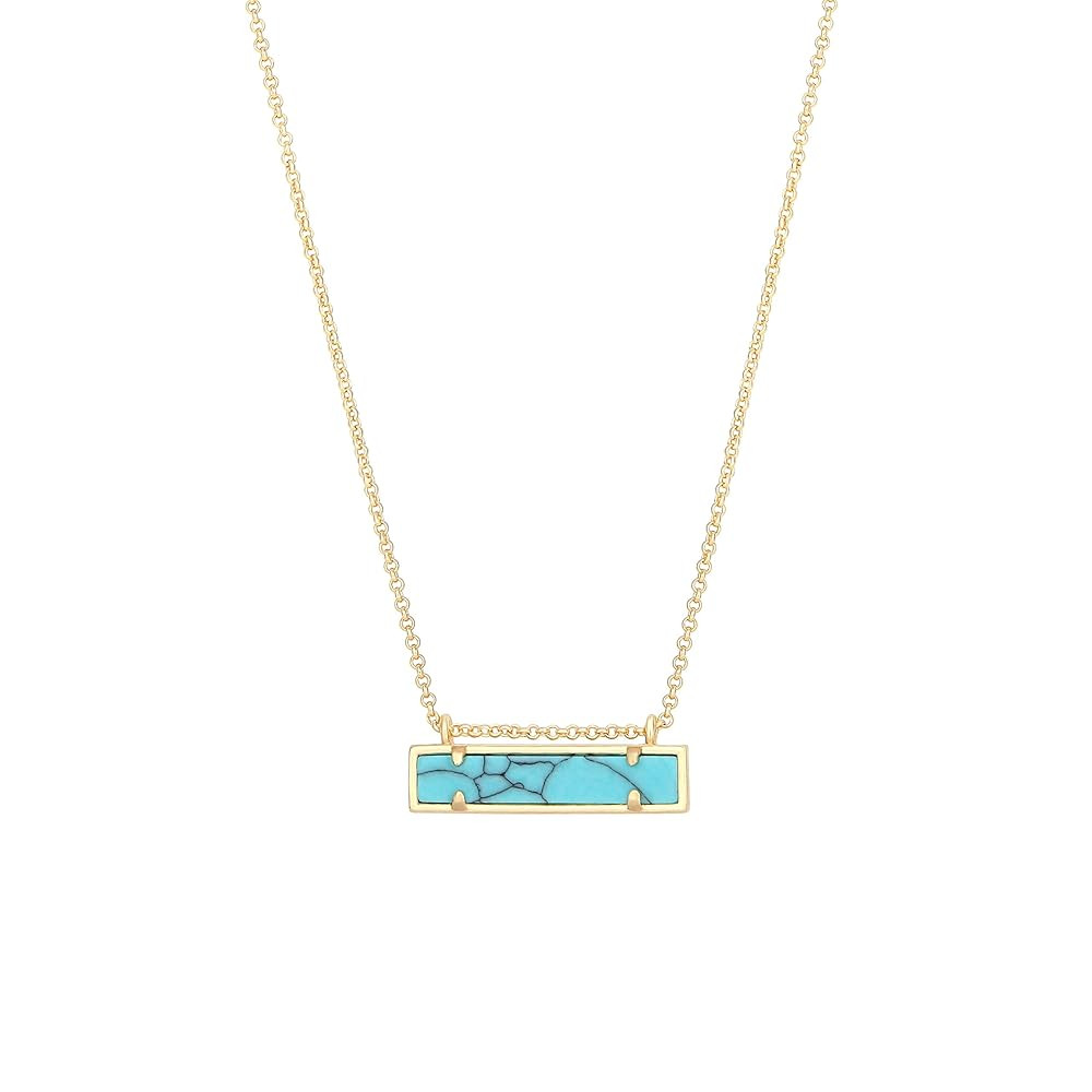 SOFYBJA 18k Gold Chain Choker Dainty Turquoise Beads Bar Necklace for Women Handmade Gemstone Jew... | Amazon (US)