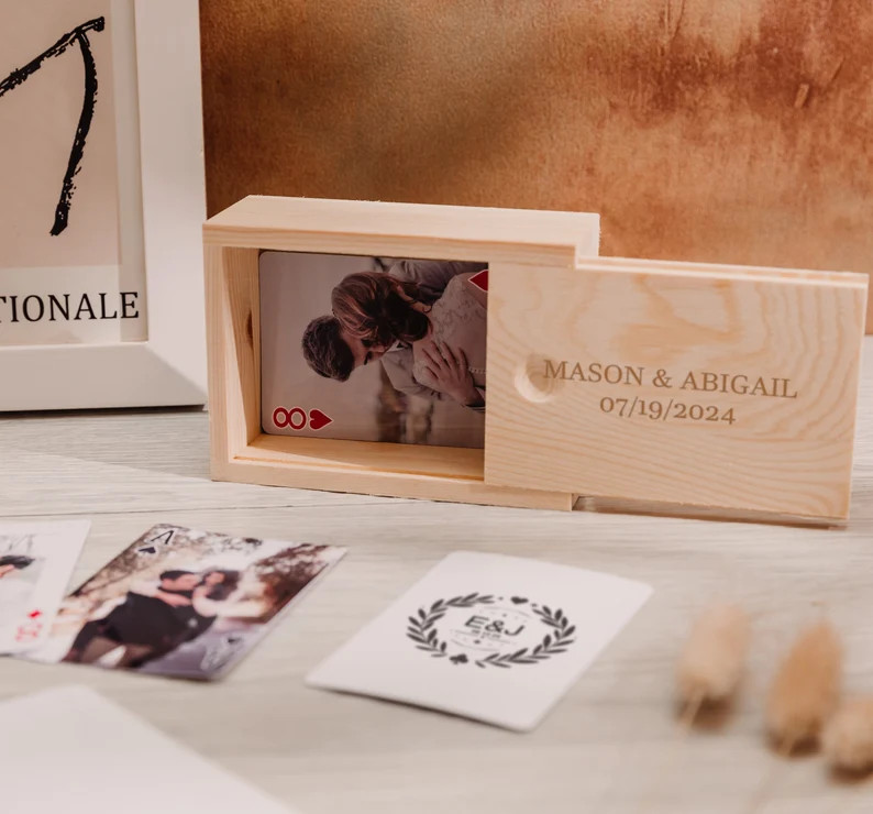 Custom Wedding Playing Cards With Box, Guestbook Alternative, Valentine's Playing Cards, Engageme... | Etsy (US)