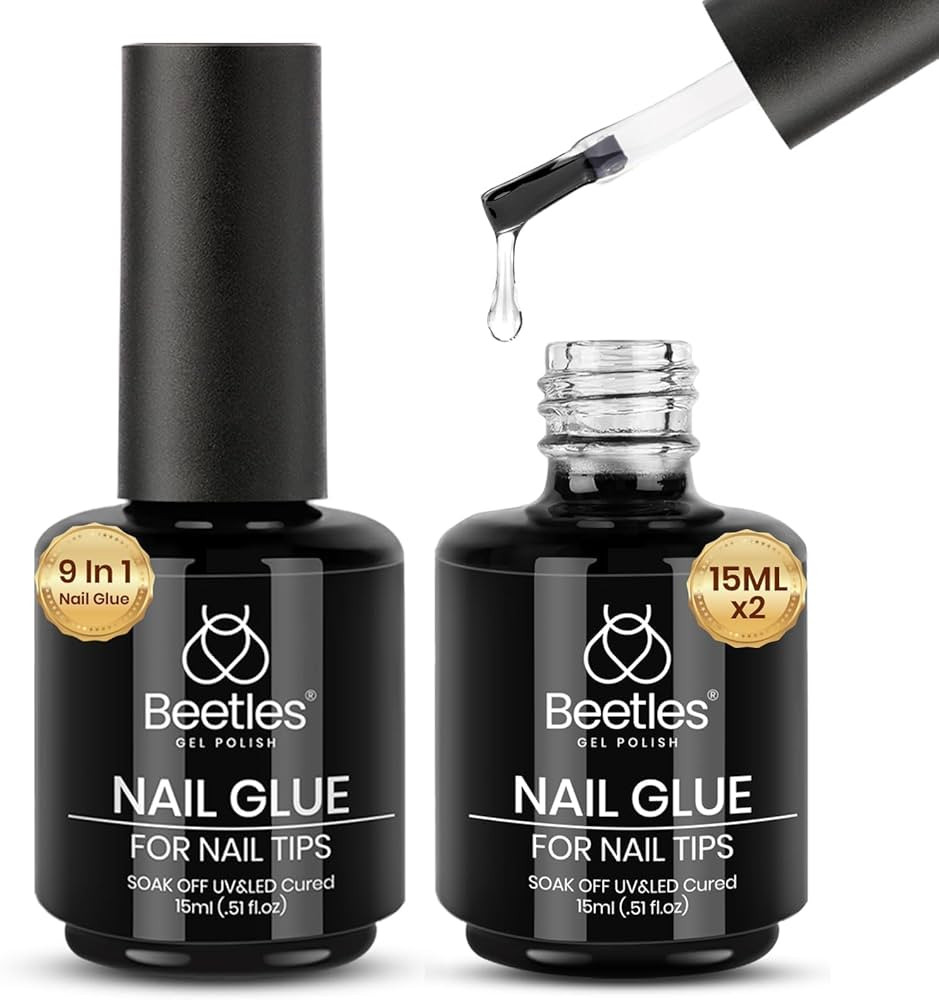 Beetles Gel Polish 9 in 1 Gel Nail Glue for Clear Acrylic Nail Tips 2 Pcs 15ml Long Lasting Nail ... | Amazon (US)