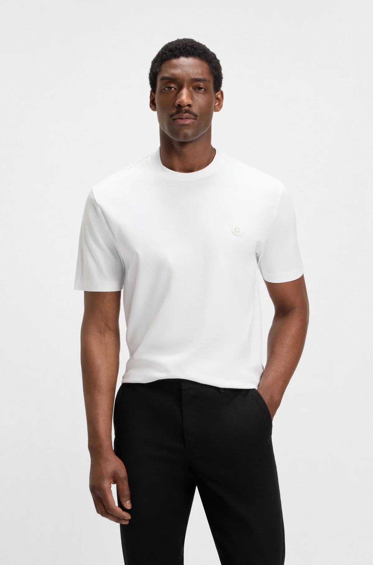 Mercerised-cotton T-shirt with Double B monogram | Hugo Boss (US)
