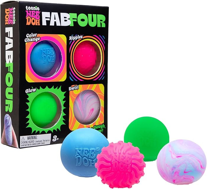 Schylling NeeDoh Teenie Fab Four Needoh 4 Pack - Sensory Squeeze Toy - 1.5" in Diameter - Colors ... | Amazon (US)