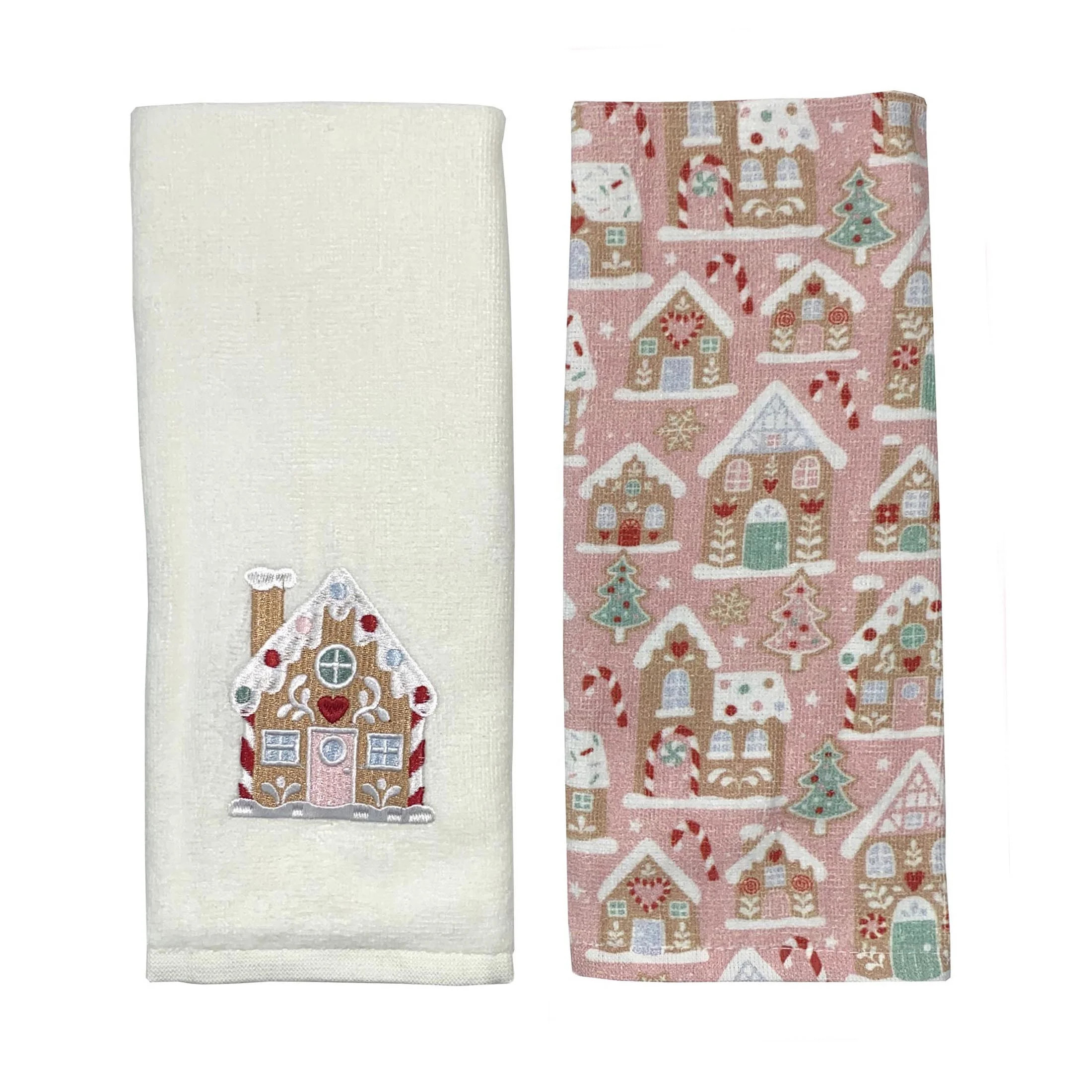 Holiday Time Pink Gingerbread House Hand Towels (2 Count) | Walmart (US)
