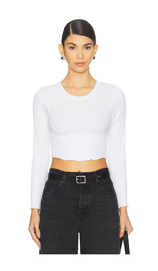 Arya Cropped Long Sleeve Top in White | Revolve Clothing (Global)