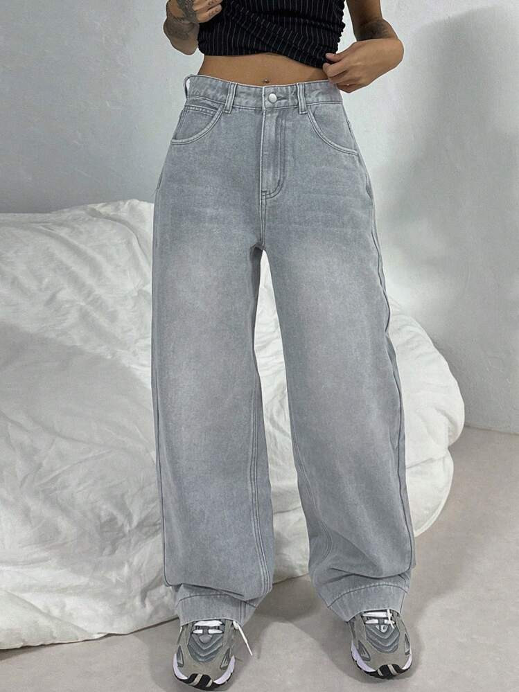 DAZY Women's Loose Pocketed Wide-Leg Casual Versatile Jeans | SHEIN