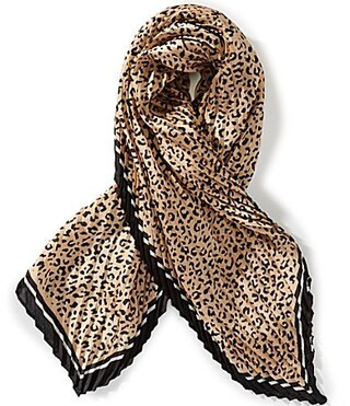 Gemma Layne Pleated Leopard Print Square Scarf - Leopard | Dillard's