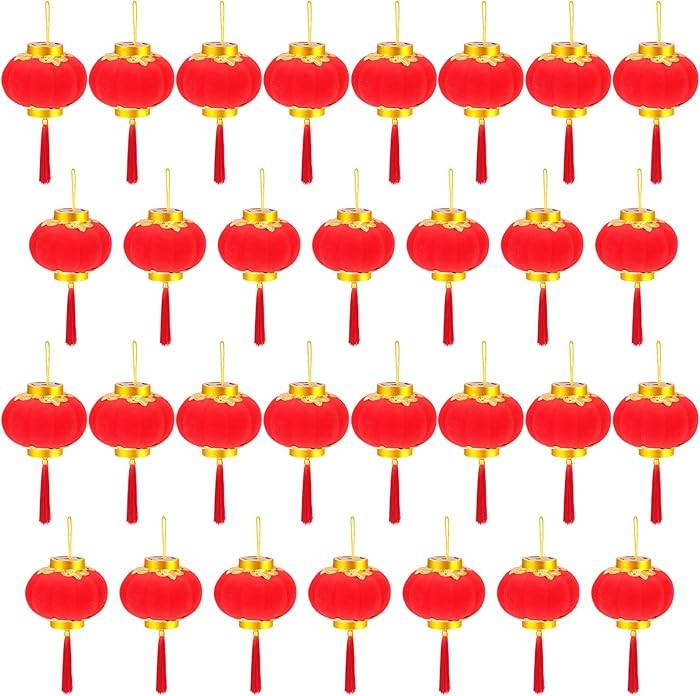 30 Pack Red Chinese Mini Lanterns Decorative Lucky Hanging Lanterns Decoration New Year Wedding P... | Amazon (US)