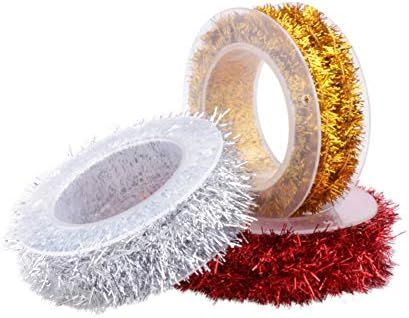 Thin Tinsel Garland Mini Metallic Garland (3 Pcs with Gold, Silver and Red) | Amazon (US)