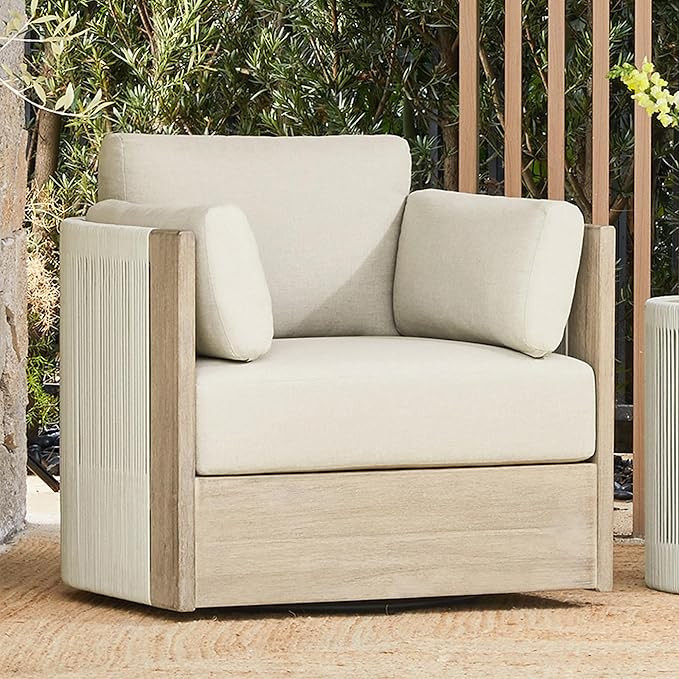 CHITA Boho Patio Rattan 360° Swivel Chair, Outdoor Wicker Furniture with 7.9″ Thickened Cushio... | Amazon (US)