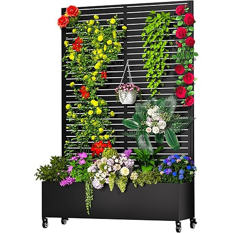 Metal Planter Box with Trellis, 72"x47"x16" Outdoor Galvanized Raised Garden Bed with Privacy Scr... | Amazon (US)