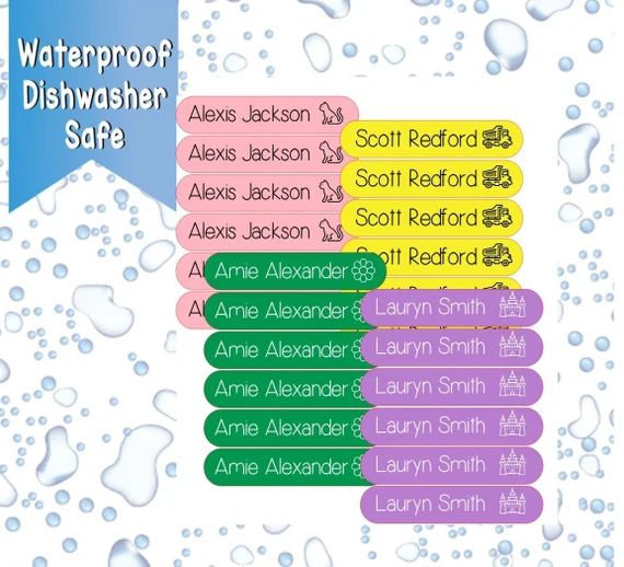 75 Stick on Name Labels Waterproof Stickers School Sticker - Etsy | Etsy (US)