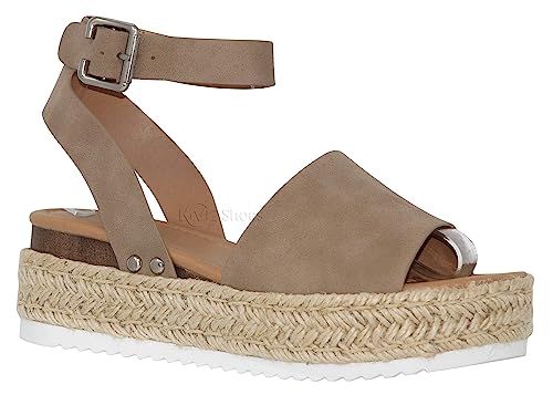 MVE Shoes Women's Open Toe Ankle Braid Strap Sandals - Cute Espadrille | Amazon (US)