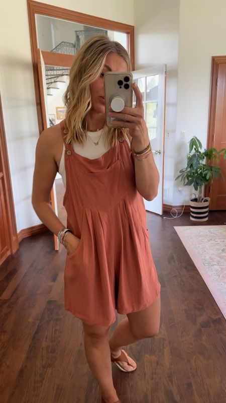Wearing medium in this cute romper from Walmart!!  Comes in lots of colors. 

Summer outfit, Walmart style, overalls, shorts 