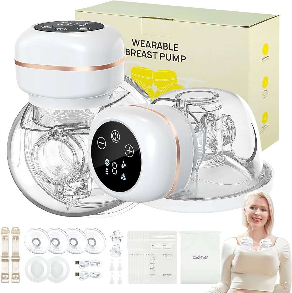 Coolever Wearable Breast Pump Hands Free, Great Suction for Electric Breast Pump, No Milk Leakage... | Amazon (US)