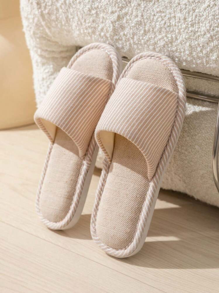 Ladies' Indoor Anti-Skid, Quiet, Soft Soled, All Season Linen Slippers For Home | SHEIN