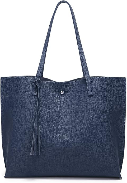 Dreubea Women's Soft Faux Leather Tote Shoulder Bag from, Big Capacity Tassel Handbag | Amazon (US)