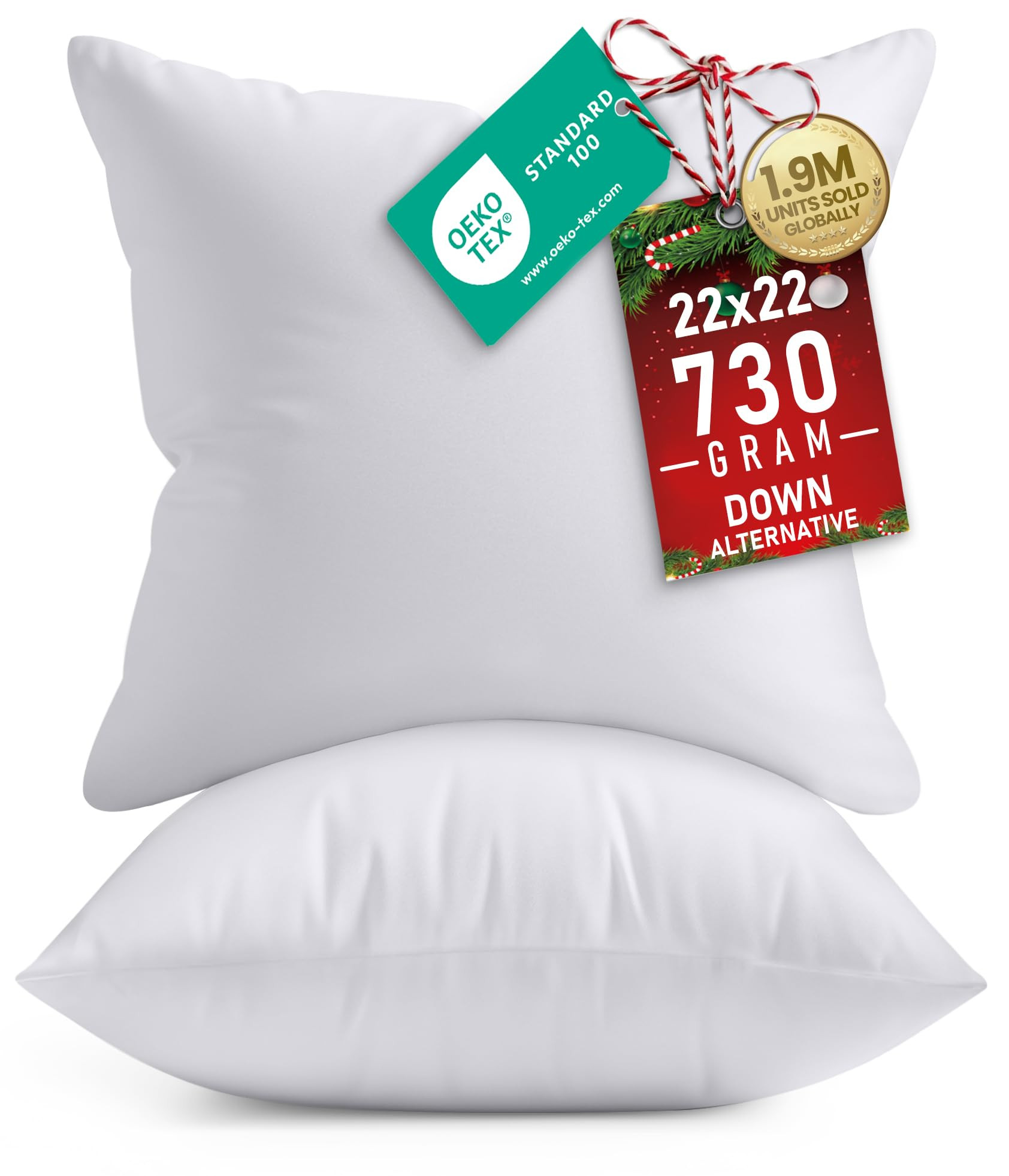 Utopia Bedding Throw Pillows Insert (Pack of 2, White) - 22 x 22 Inches Bed and Couch Pillows - I... | Amazon (US)