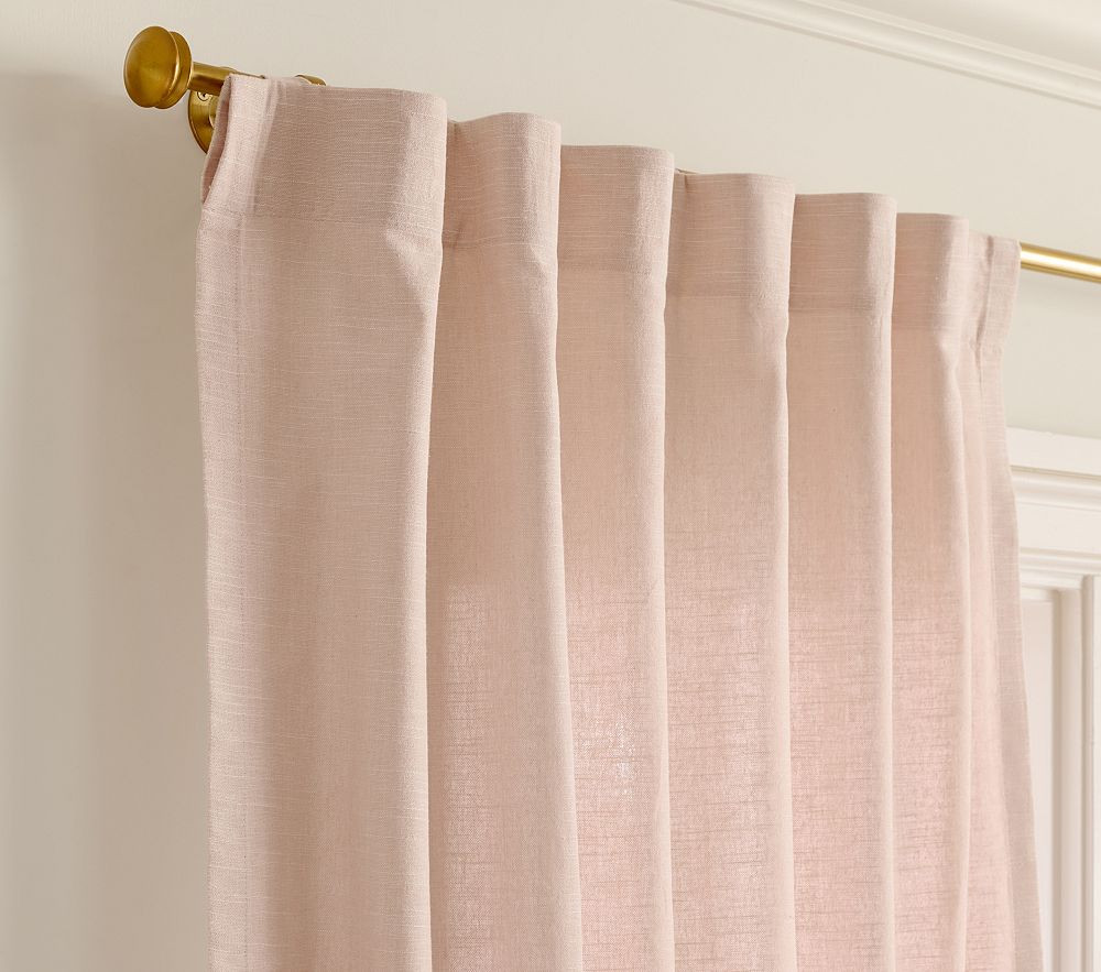 Evelyn Linen Light-Filtering Curtain | Pottery Barn Kids