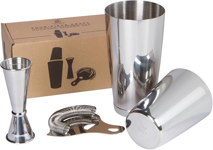 Boston Shaker Set: Professional two-piece Stainless Steel Cocktail Shaker set with Hawthorne Stra... | Amazon (US)