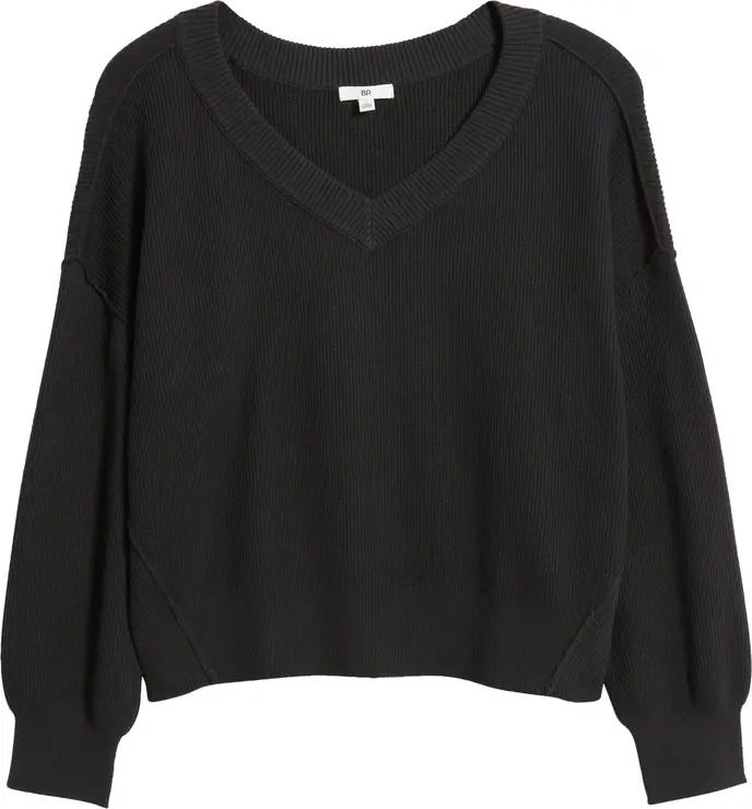 BP. Seamed Oversize V-Neck Rib Sweater | Nordstrom | Nordstrom