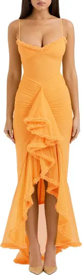 Gabbi Ruffle Mesh High-Low Cocktail Dress | Nordstrom