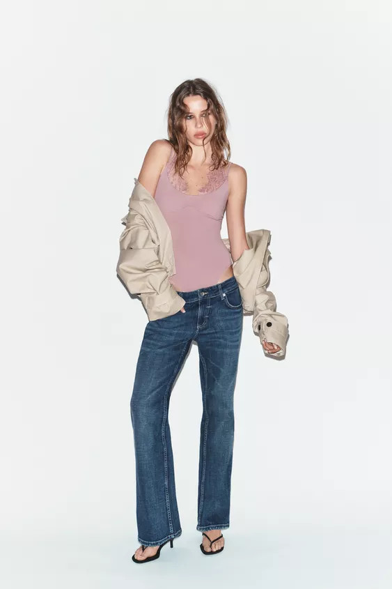 COMBINATION LACE HALTER BODYSUIT | Zara US