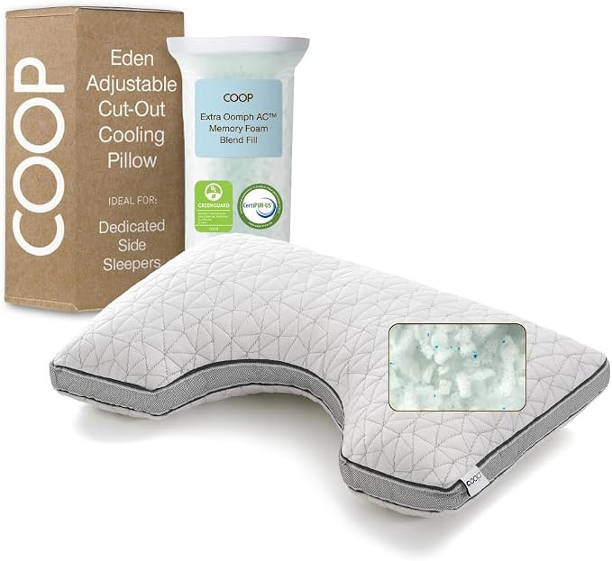 Coop Home Goods Eden Cut-Out Bed Pillow for Side Sleepers, Queen Size, Adjustable Medium Soft Mem... | Amazon (US)