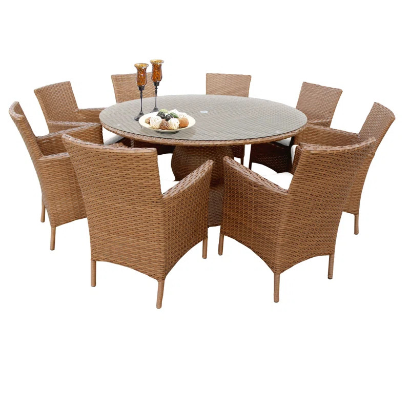 Waterbury Round 8 - Person Outdoor Dining Set with Cushions | Wayfair North America