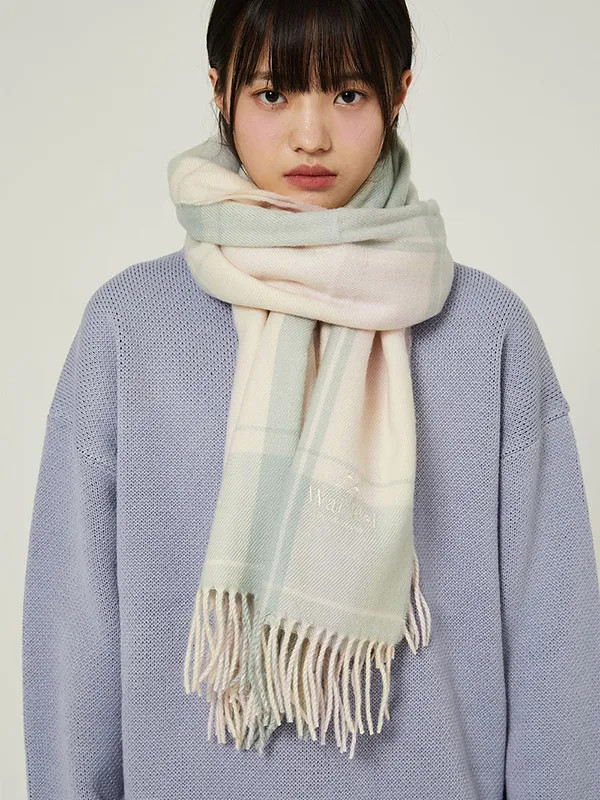 Logo Embroidery Check Scarf _ 4 Colors | W Concept (US)