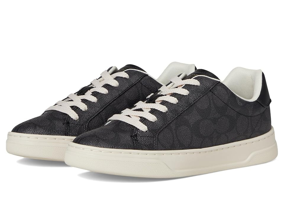 COACH High Line Signature Coated Canvas Sneaker Women's Shoes Charcoal/Black : 8 M, Canvas/Leather/Textile | Zappos
