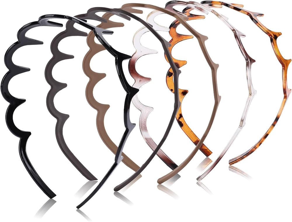 5 Pack Zig Zag Headbands for Women, Non-Slip Wavy Plastic Hair Comb Headbands with Teeth, U-Shape... | Amazon (US)