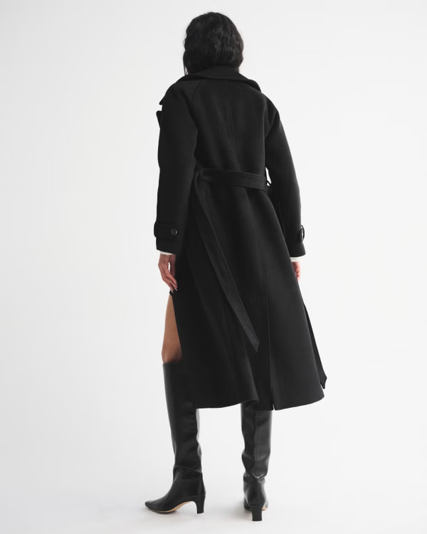 A&F Carrie Wool-Blend Trench Coat | Abercrombie & Fitch (US)