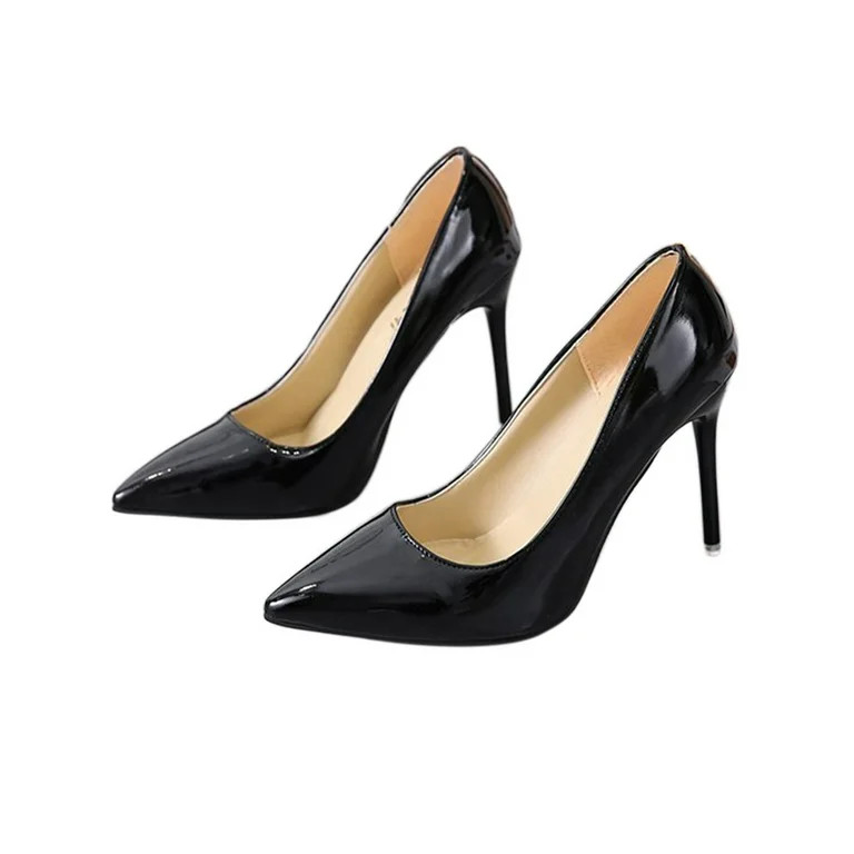 SIMANLAN High Heels Pumps for Women Closed Toe Stillettos Heel Dress Shoes Black 8.5 | Walmart (US)