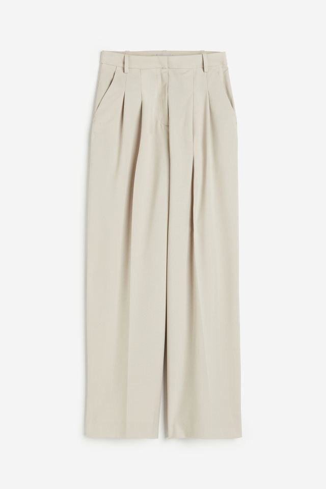 Wide-leg Pants - Light beige - Ladies | H&M US | H&M (US + CA)