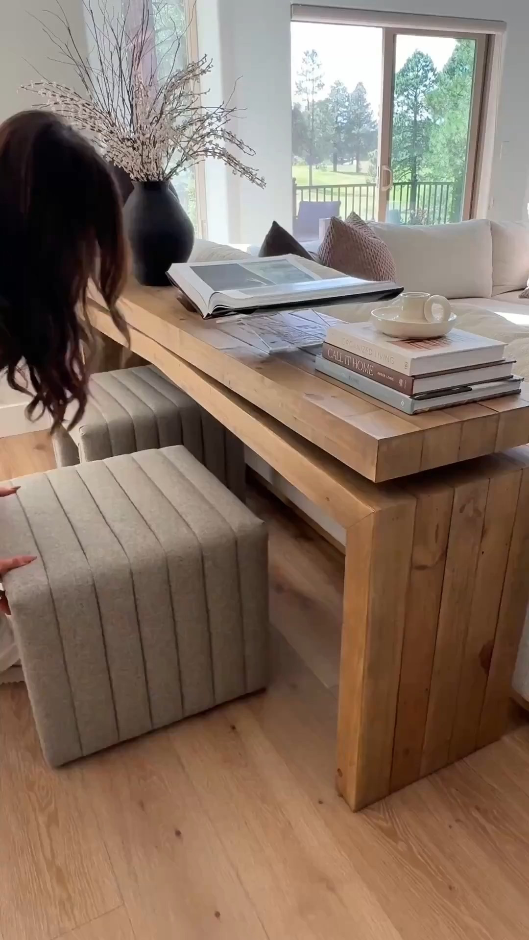 Flagstaff house living room .. finalized this beautiful console with these ottomans 
Sectional sofa is color Oasis in Shell textured weave…great for kids/pets 

#LTKStyleTip 


#LTKmomlife #LTKHome #LTKSeasonal