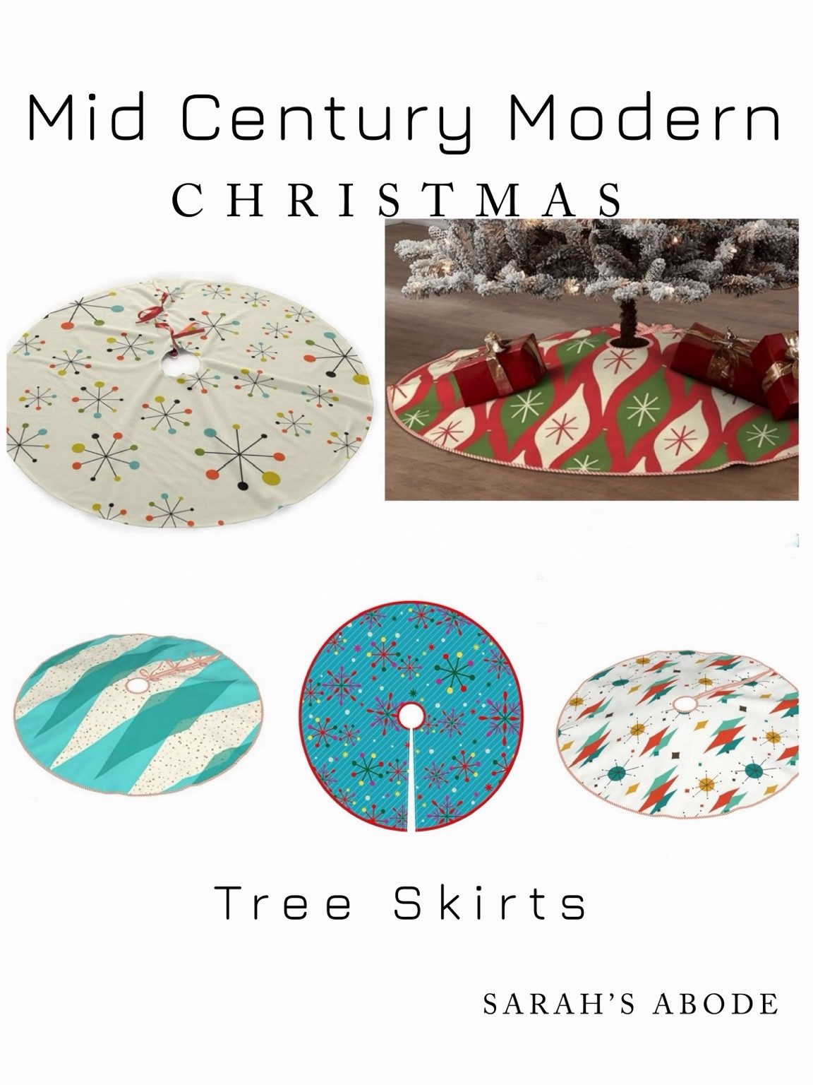 Mid century modern tree skirts! 

Retro, atomic, modern, mcm, mid modern 

#LTKSeasonal #LTKHoliday #LTKHome