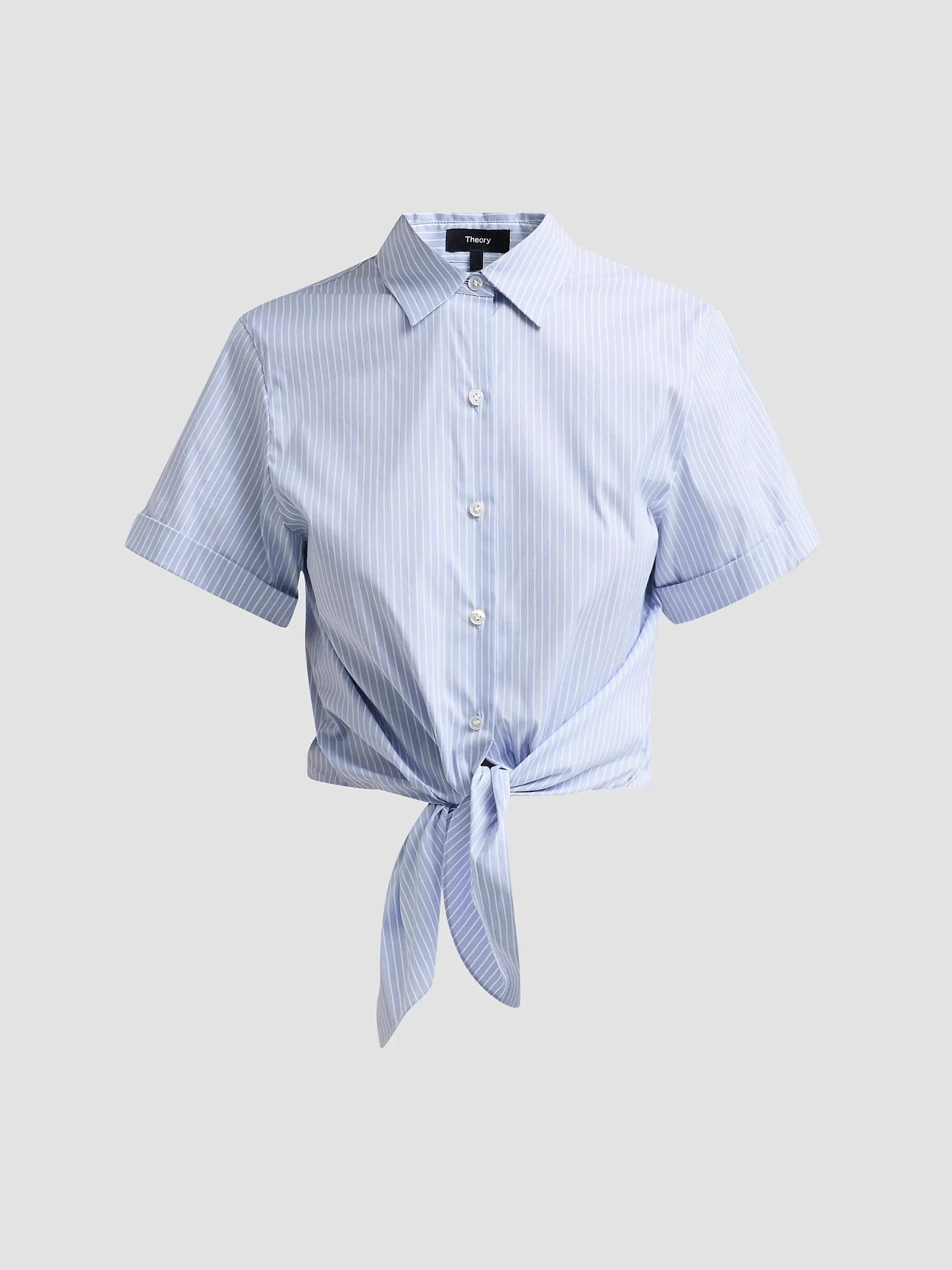 Theory Pinstripe Cotton-Blend Tie Shirt | Saks Fifth Avenue | Saks Fifth Avenue