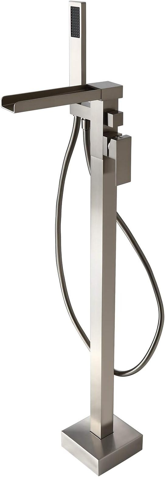 Homary Waterfall Freestanding Tub Filler Faucet with Handheld Sprayer Brushed Nickel Floor Mounte... | Amazon (US)